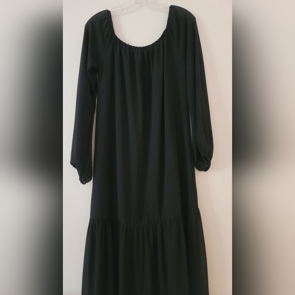 Ramona LaRue By Arianne Kaftan Dress Black Chiffon Maxi Slit Sides Women Size OS